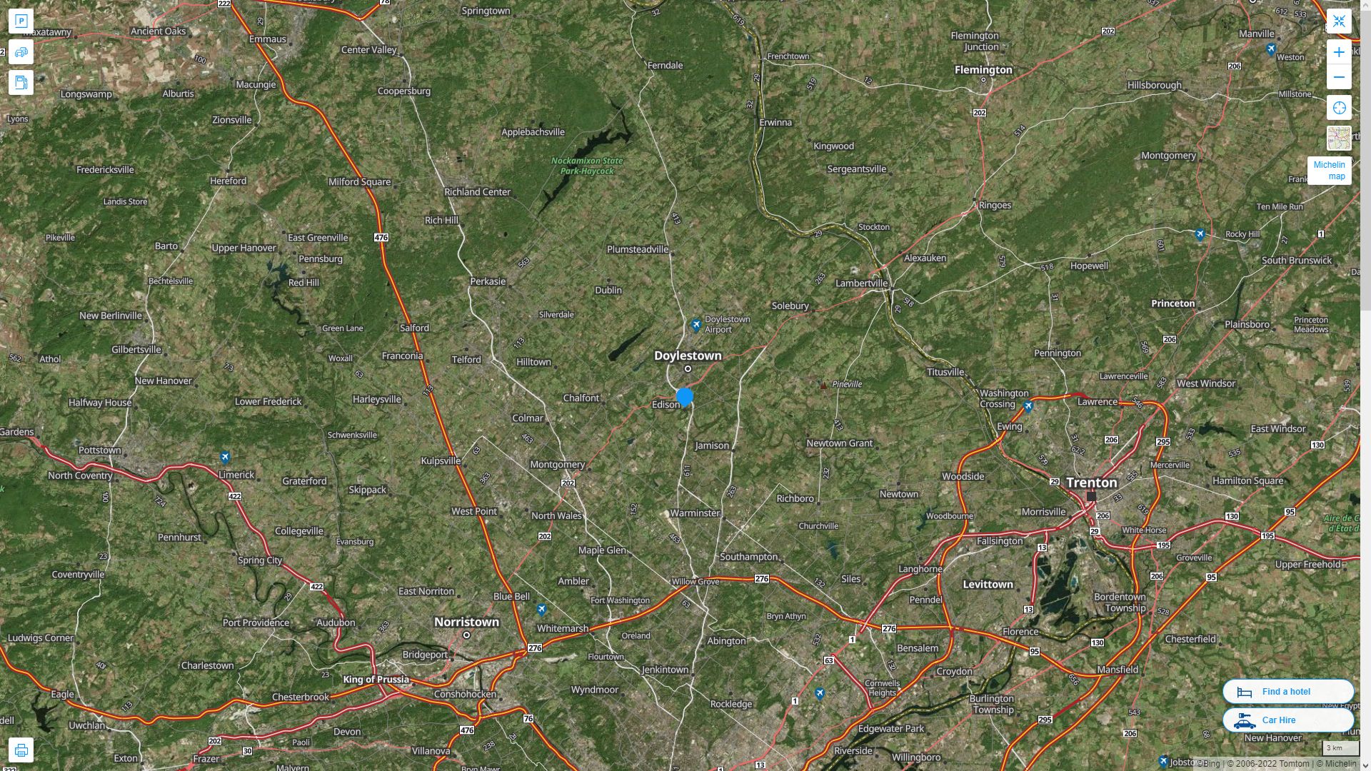 Edison Township New Jersey Highway and Road Map with Satellite View